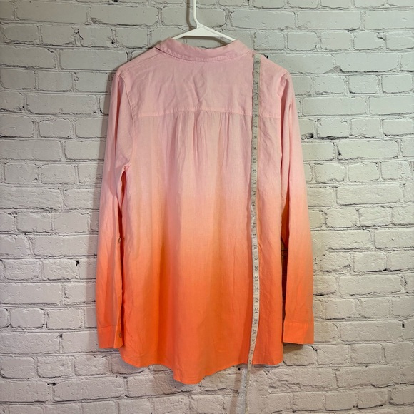 NWT J Jill Linen Blend Pink and Orange Button Down Shirt - Picture 4 of 10